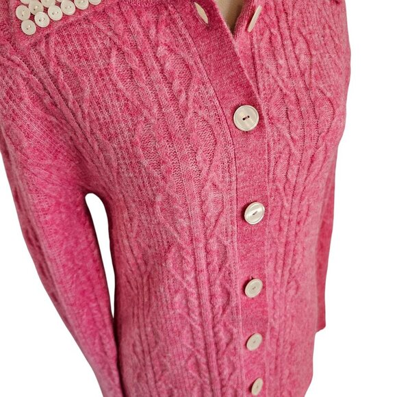 Ahiri Flared Cardigan Button Embellished Merino Wool Blend Long Sleeve Sz L - Picture 7 of 12